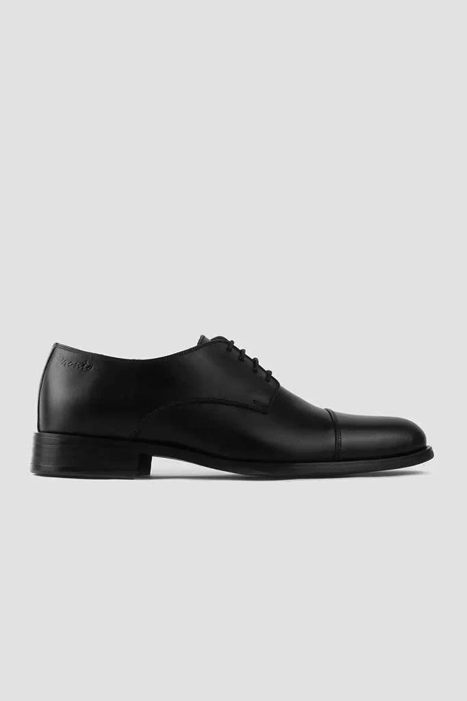 Ballerion Cap Toe Derby – Black Genuine Leather