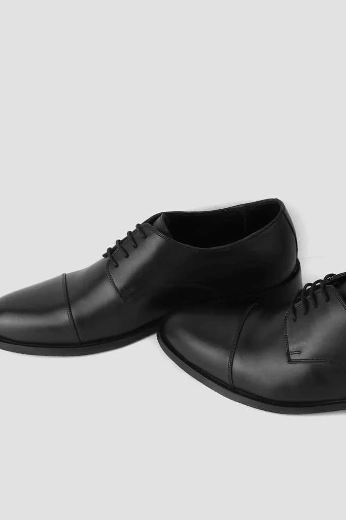 Ballerion Cap Toe Derby – Black Genuine Leather